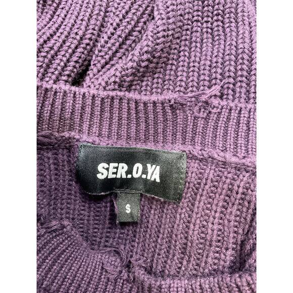 Ser.O.Ya Mid Cropped Purple Cotton Devin Sweater Size S - Picture 4 of 5
